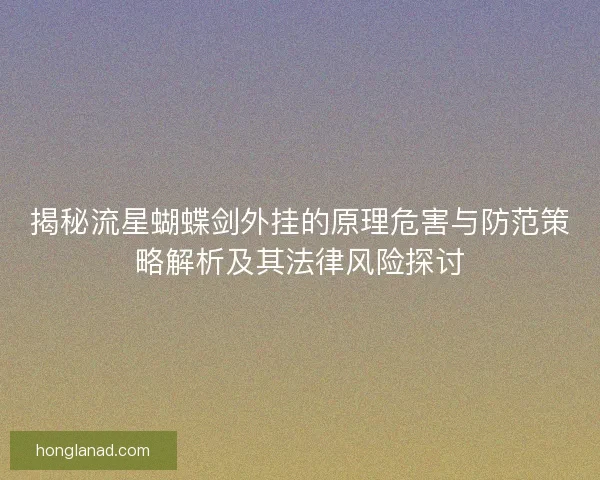 揭秘流星蝴蝶剑外挂的原理危害与防范策略解析及其法律风险探讨